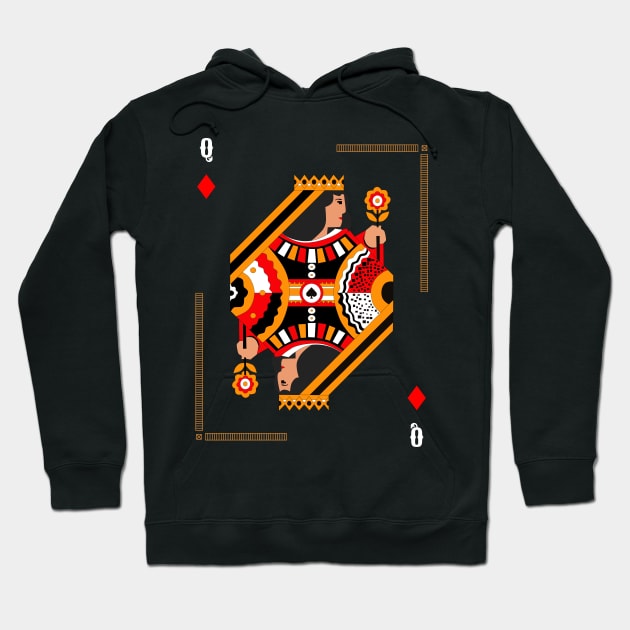Queen of Diamonds - Poker Card Design Hoodie by BB Funny Store